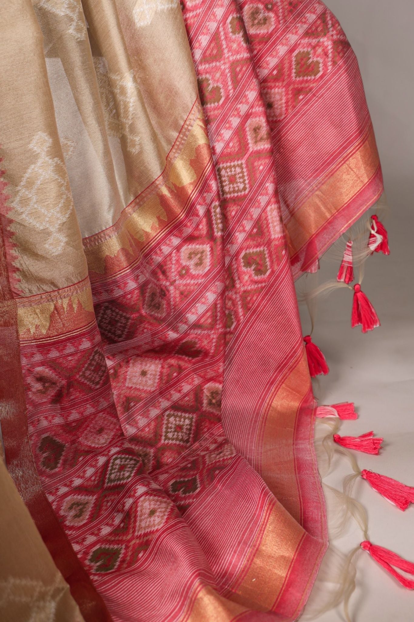 Jacquard Silk Printed With Zari Weaving Work Styled Saree