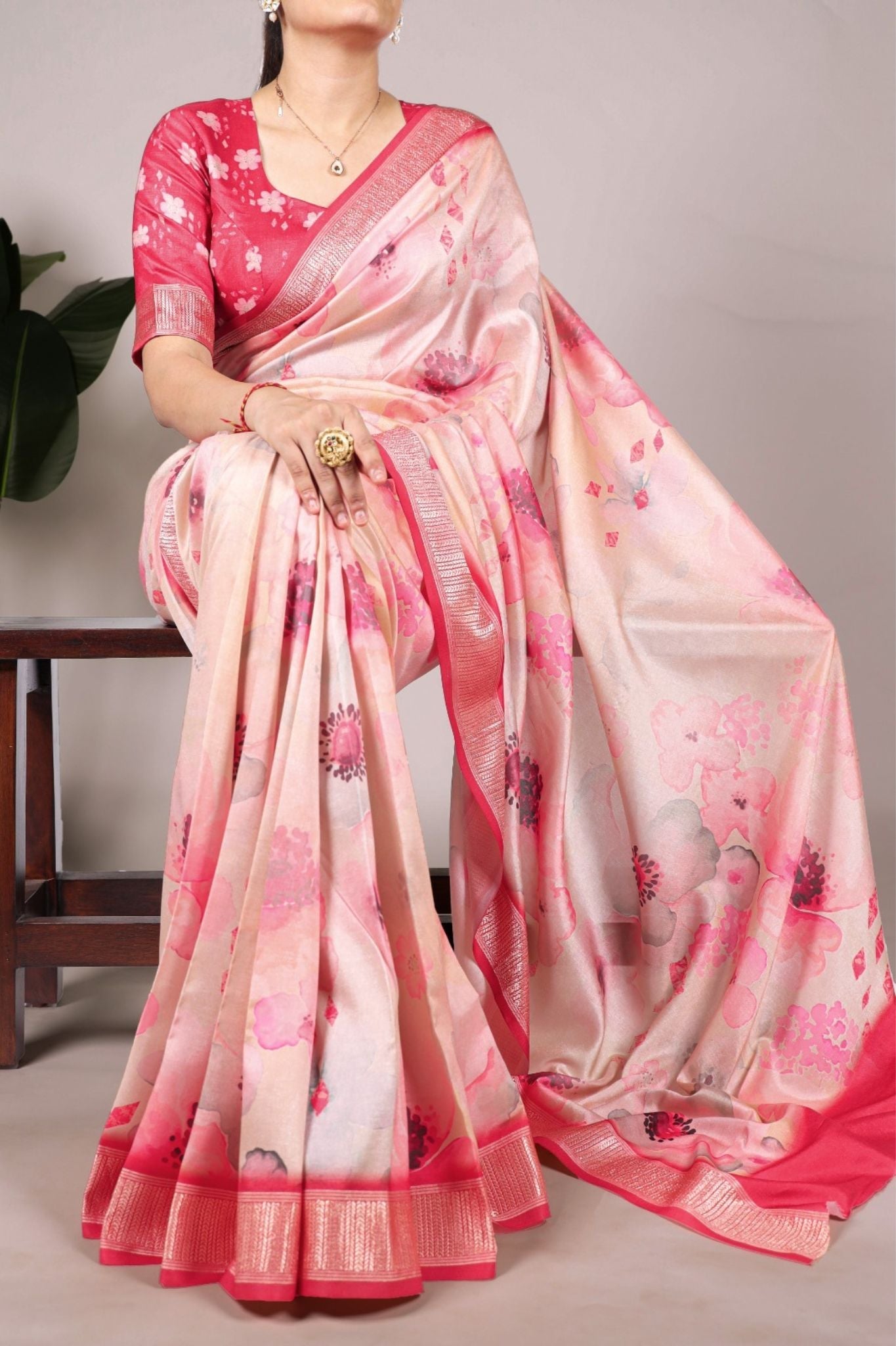 Tussar Silk Floral Printed Saree
