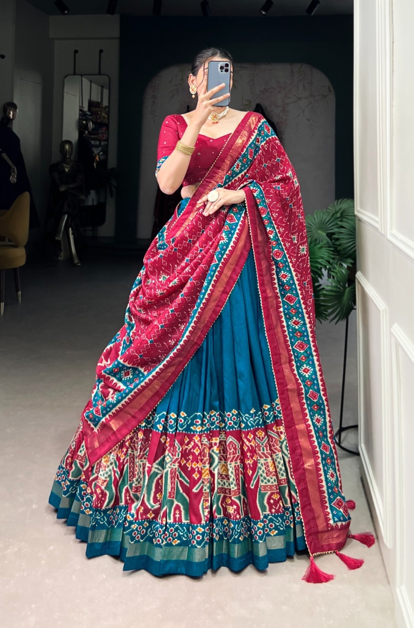 Tradition Tussar Silk Patola Printed Lehenga Choli