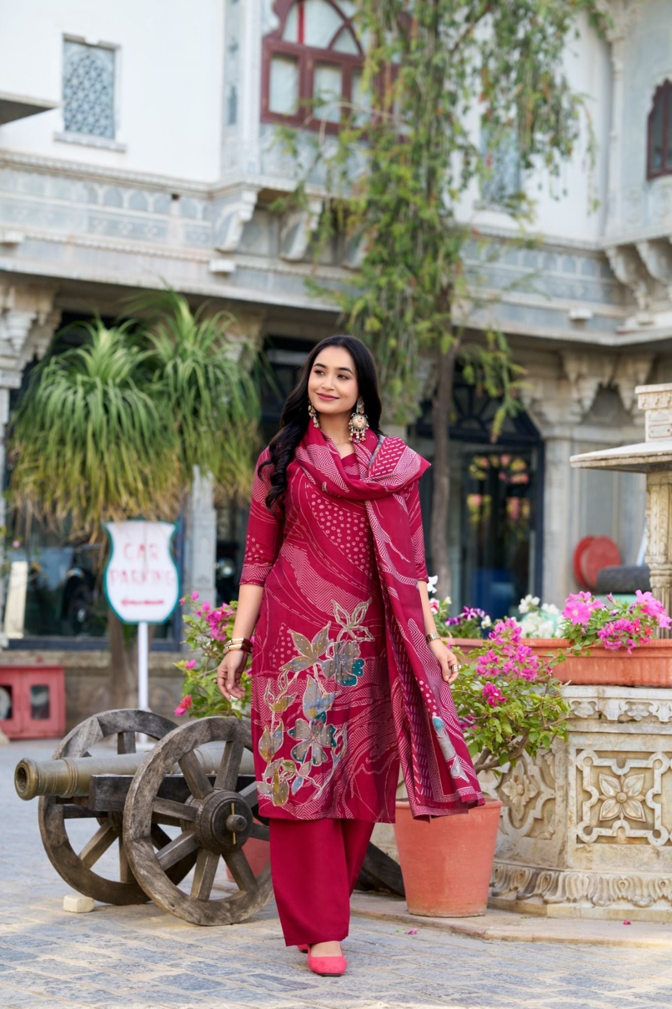 Floral Print Beets Handwork Stunning Salwar Suit