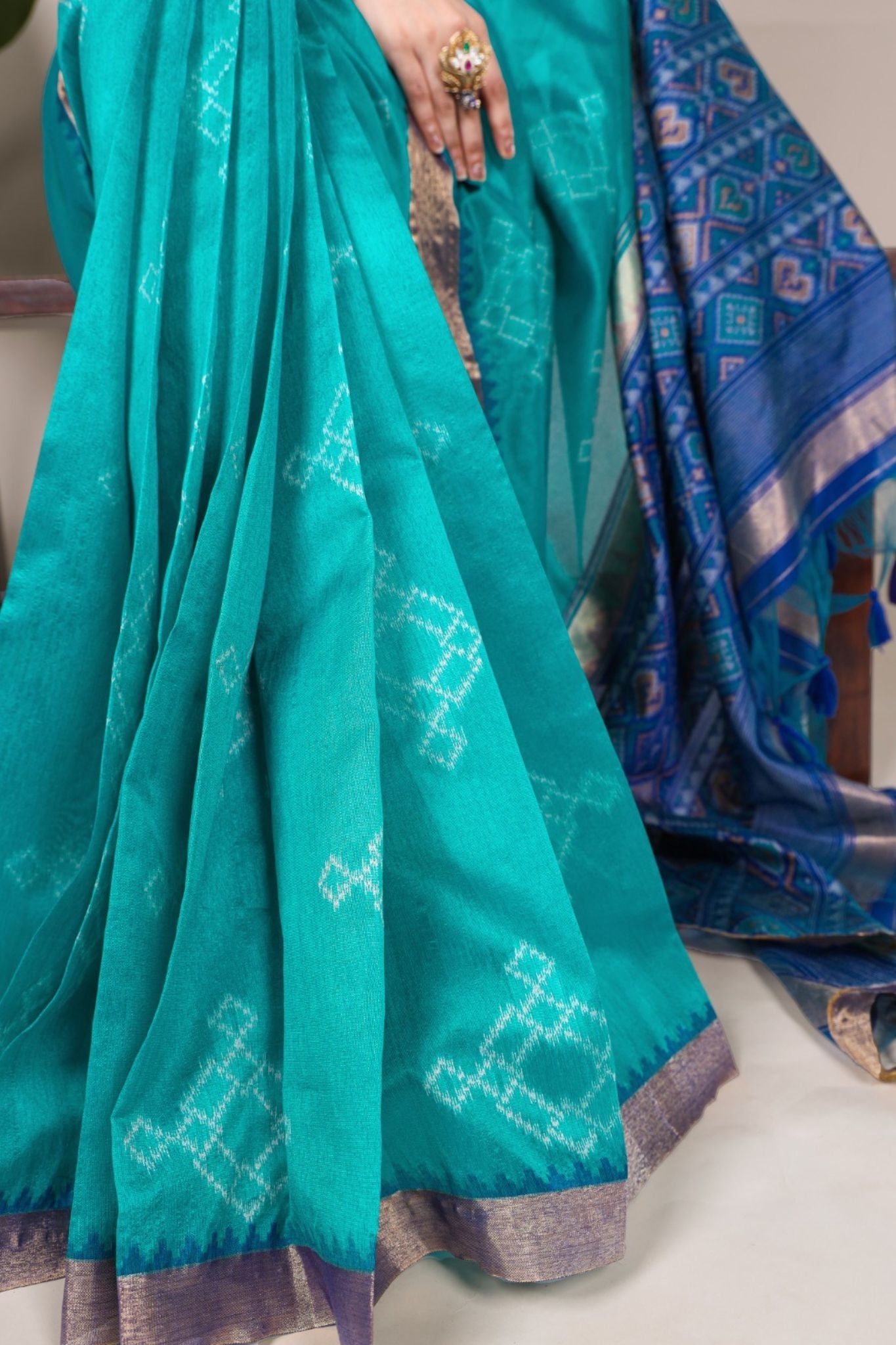 Jacquard Silk Printed With Zari Weaving Work Styled Saree