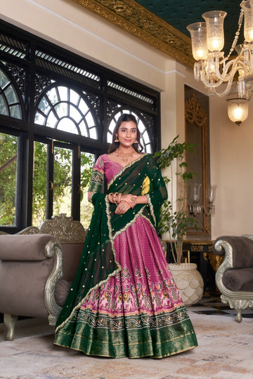 Kanchipuram Silk Lehenga Set With Zari Weaving & Georgette Dupatta