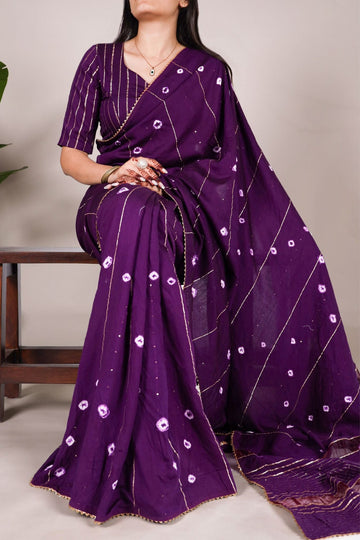 Viscose Chanderi Sequins Zari Line With Gota Patti Work Saree