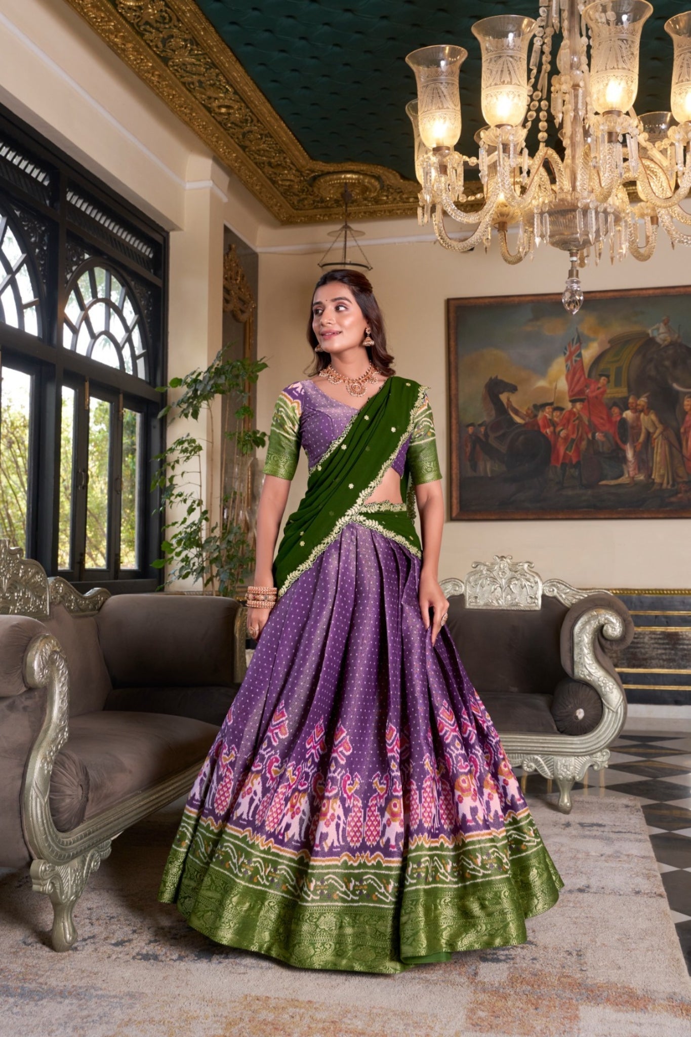 Kanchipuram Silk Lehenga Set With Zari Weaving & Georgette Dupatta