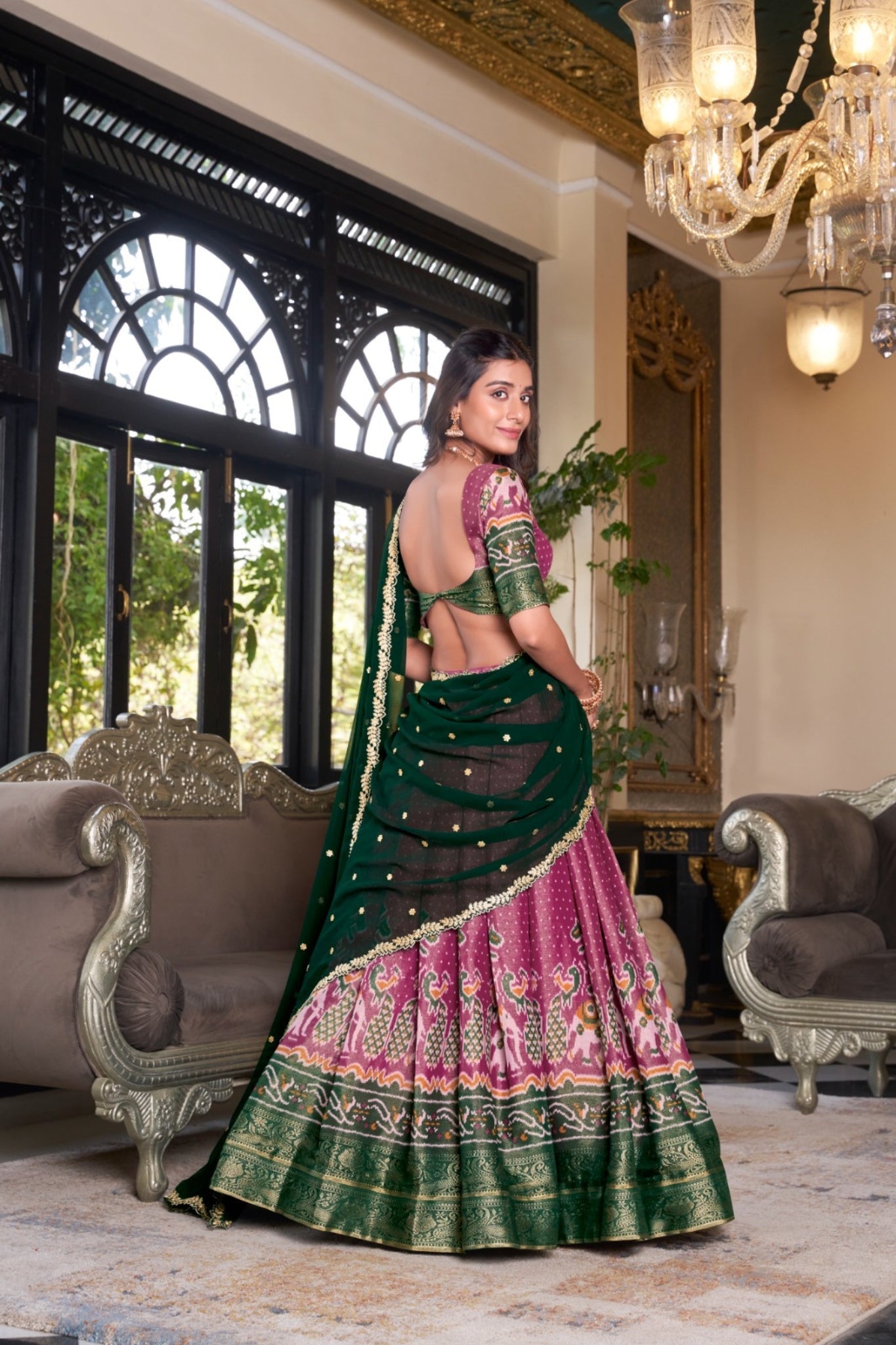 Kanchipuram Silk Lehenga Set With Zari Weaving & Georgette Dupatta