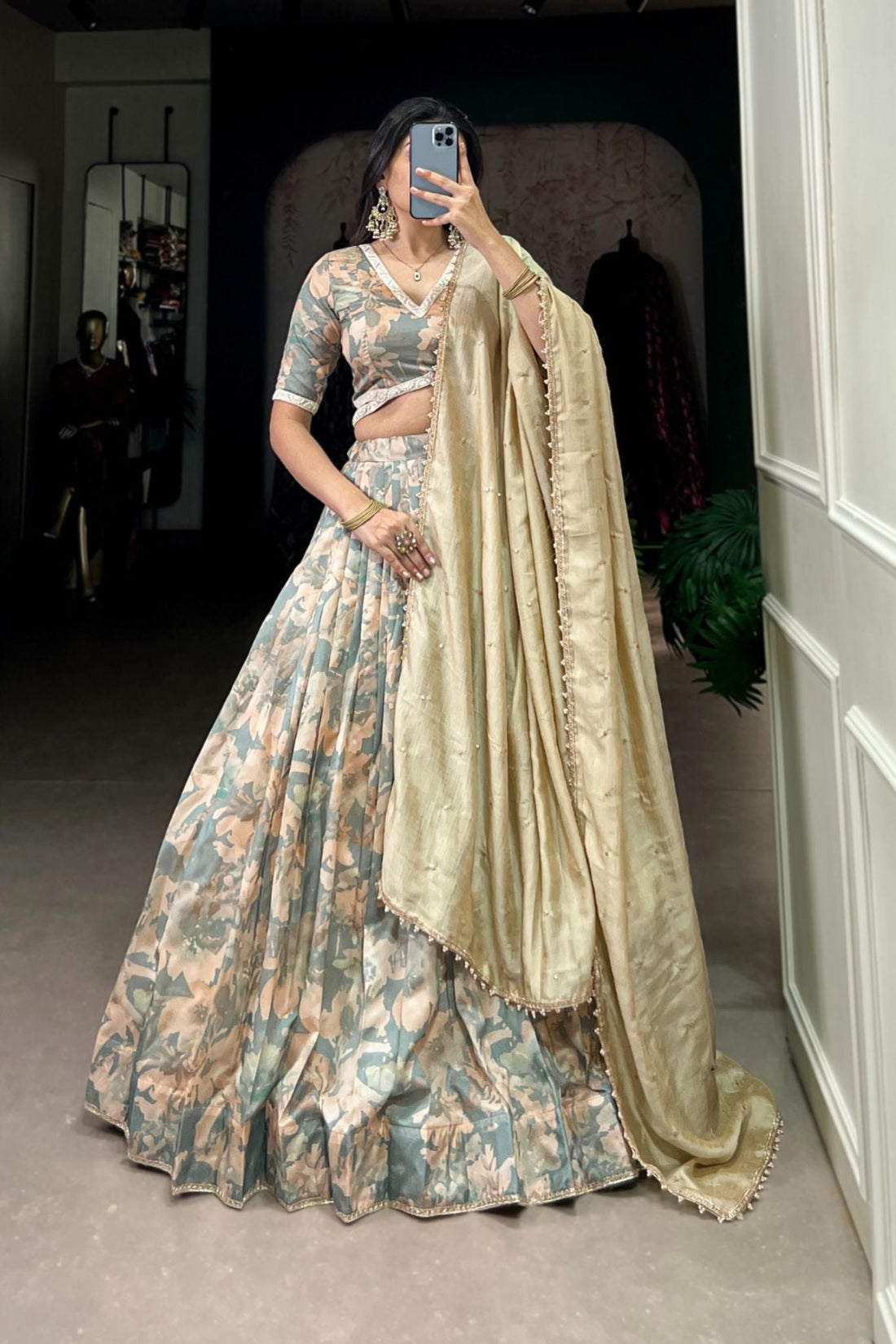 Tussar Silk Printed Stylish Lehenga Set