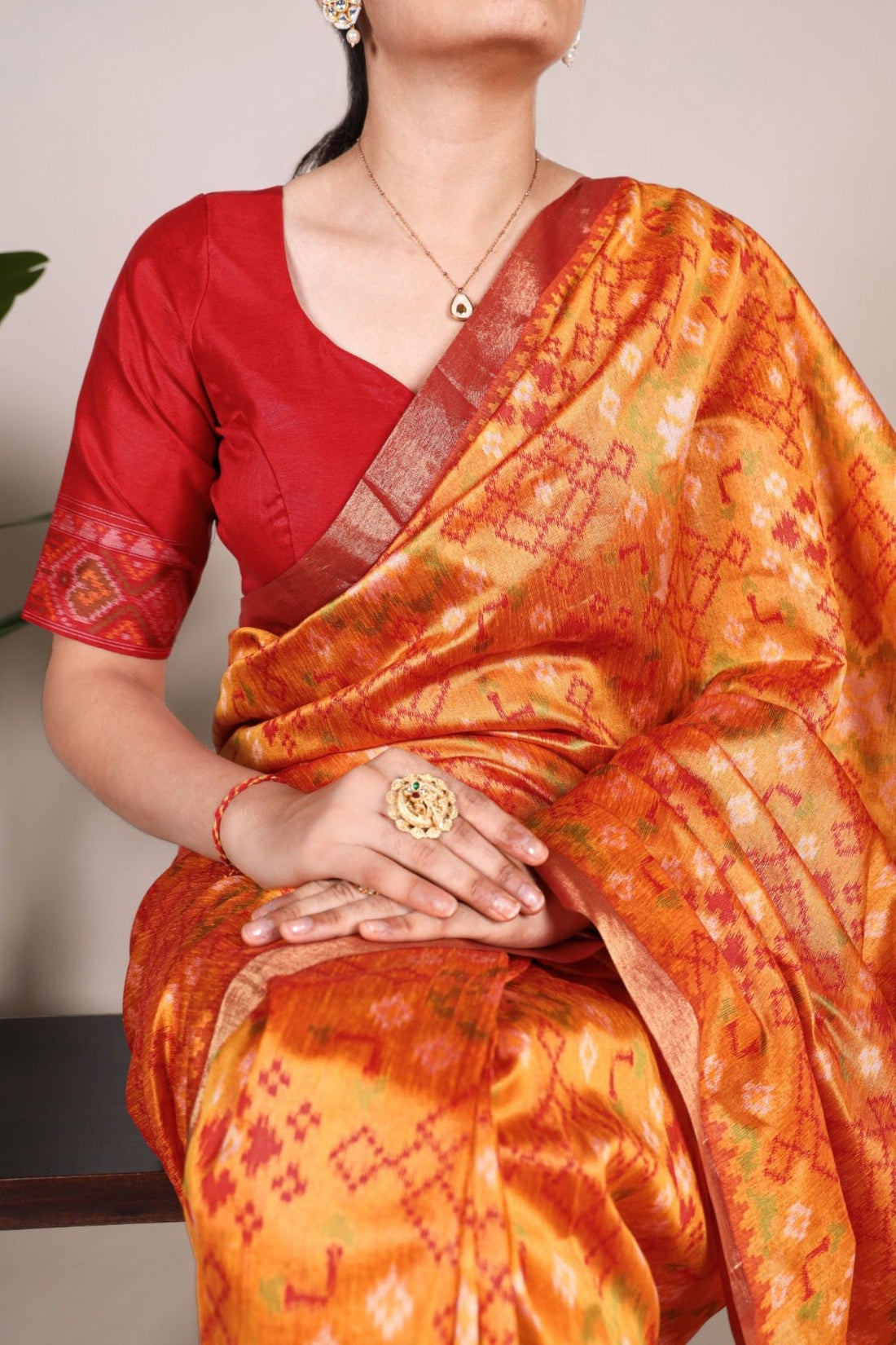 Jacquard Silk Zari Weaving Work With Patola Printed Saree