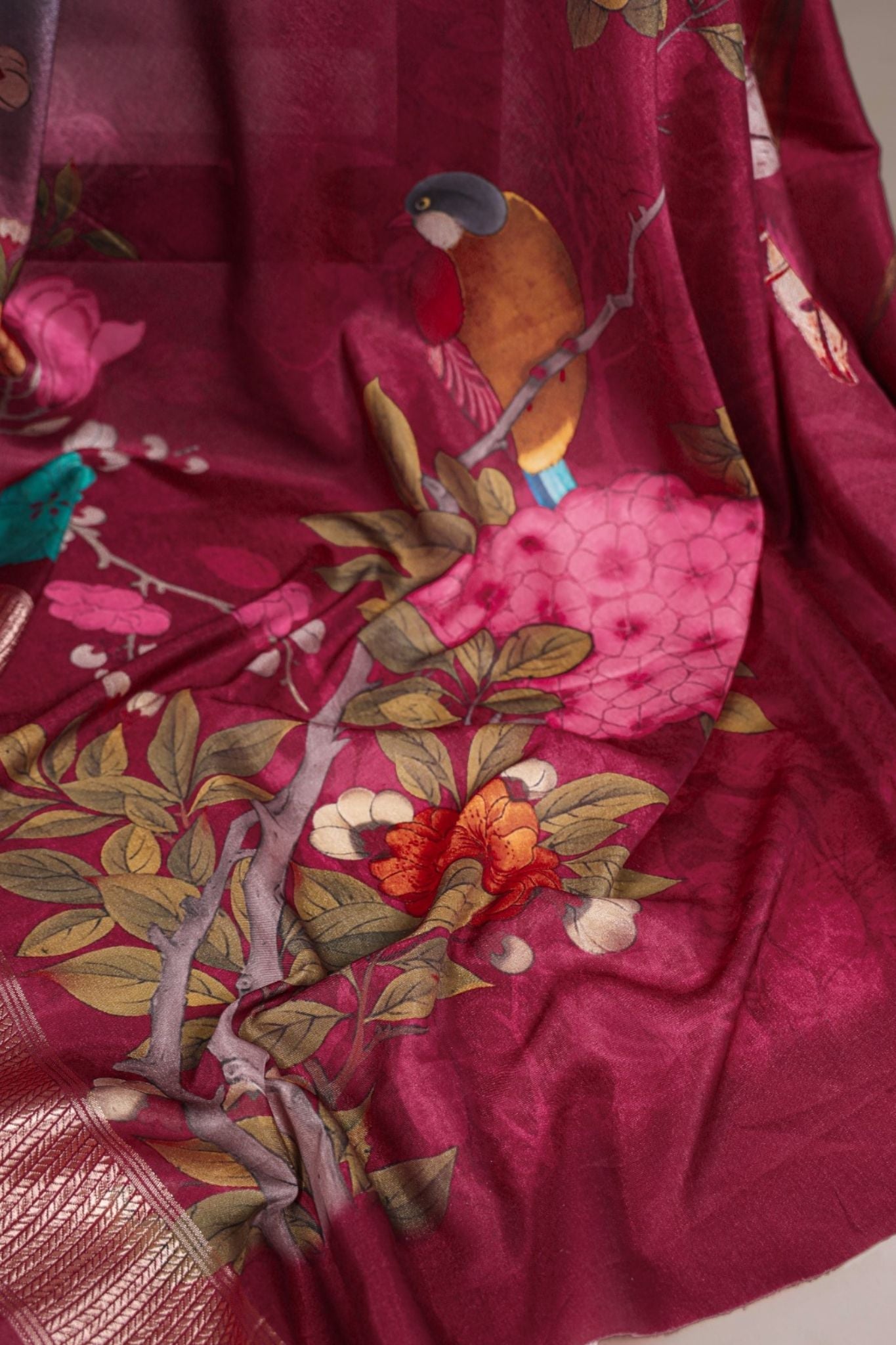 Tussar Silk Floral Printed Saree