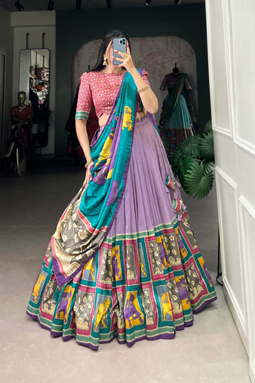 Kalamkari Floral printed South Indian Tradition Lehenga Set