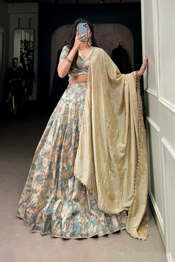 Tussar Silk Printed Stylish Lehenga Set