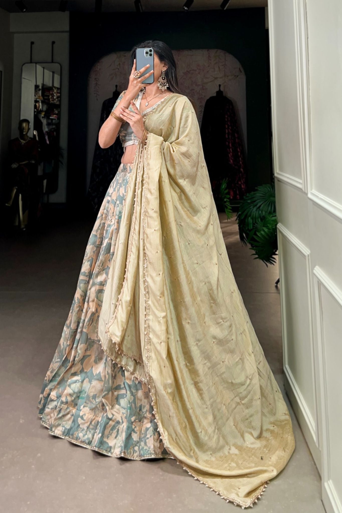 Tussar Silk Printed Stylish Lehenga Set