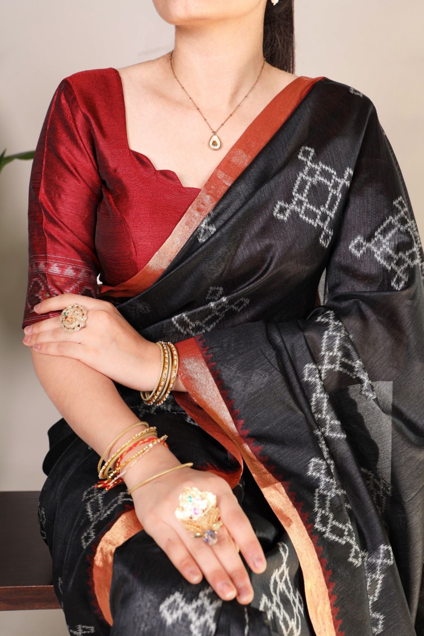 Jacquard Silk Printed With Zari Weaving Work Styled Saree