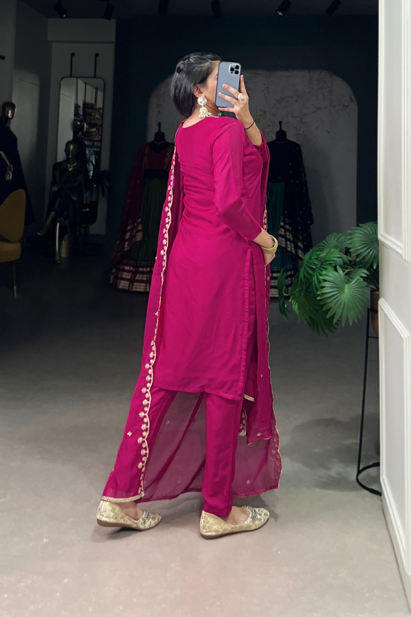 Sequins Embroidered Organza Suit Set For Women