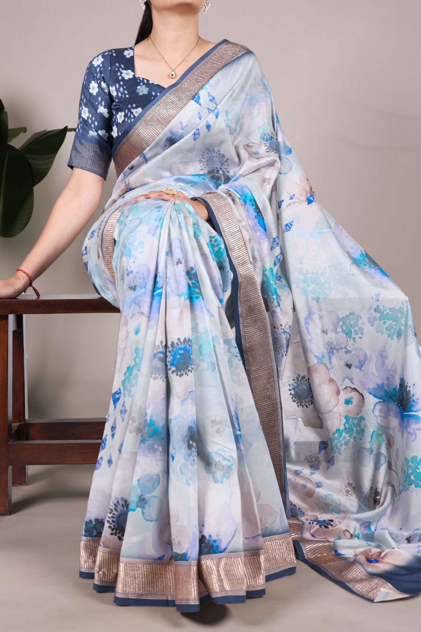 Tussar Silk Floral Printed Saree