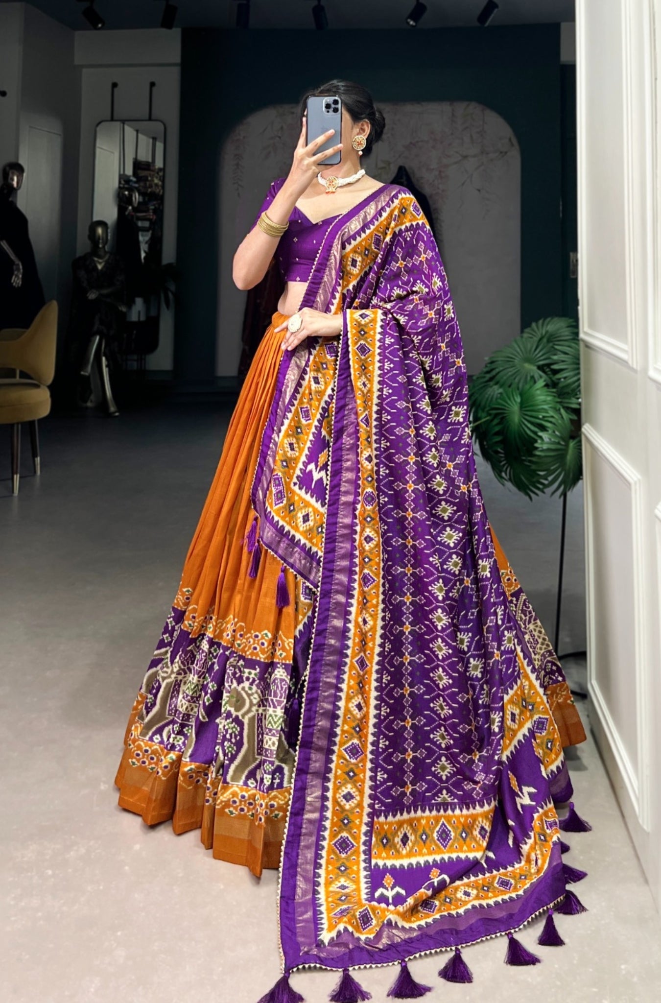 Tradition Tussar Silk Patola Printed Lehenga Choli