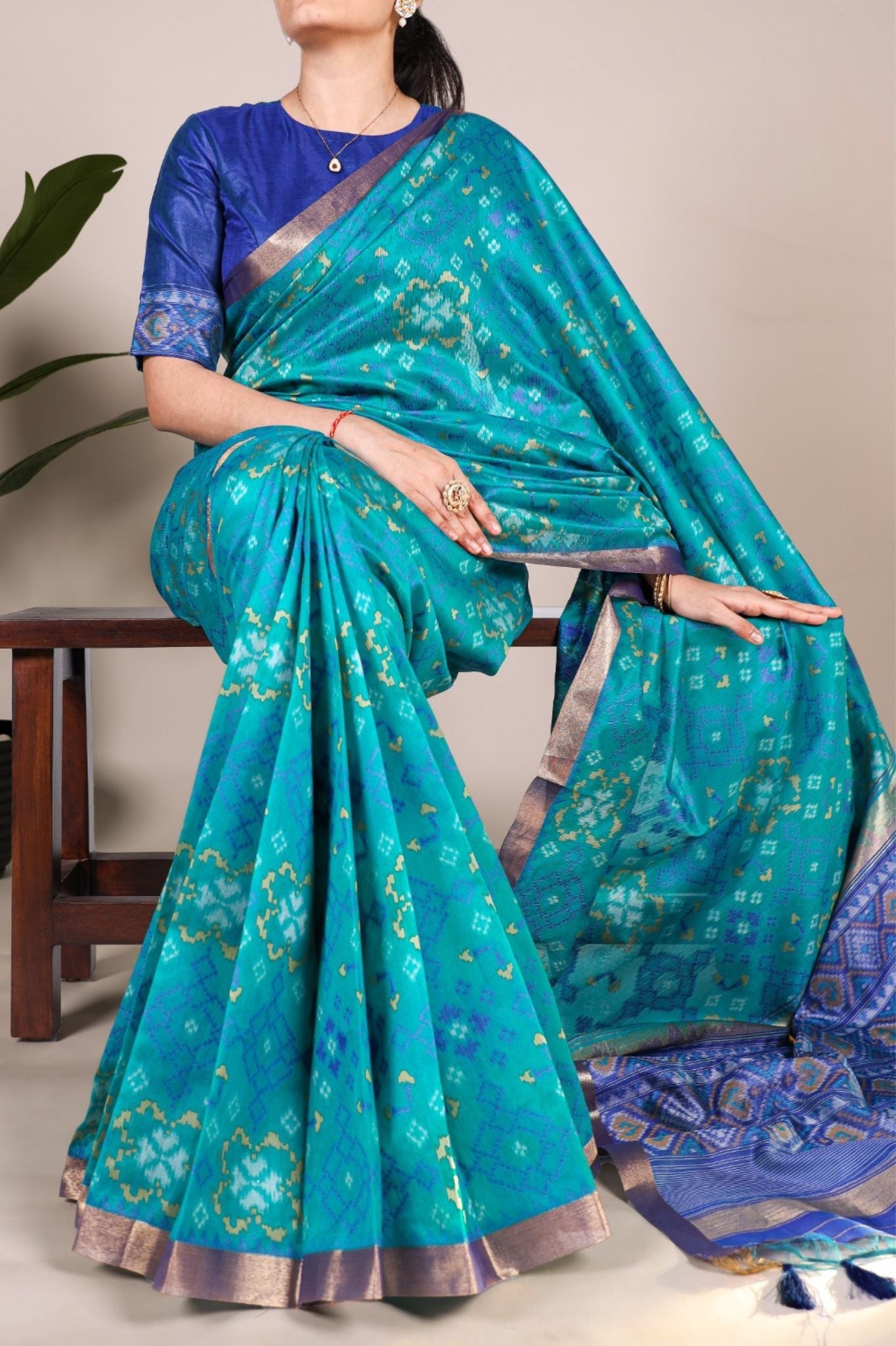 Jacquard Silk Zari Weaving Work With Patola Printed Saree