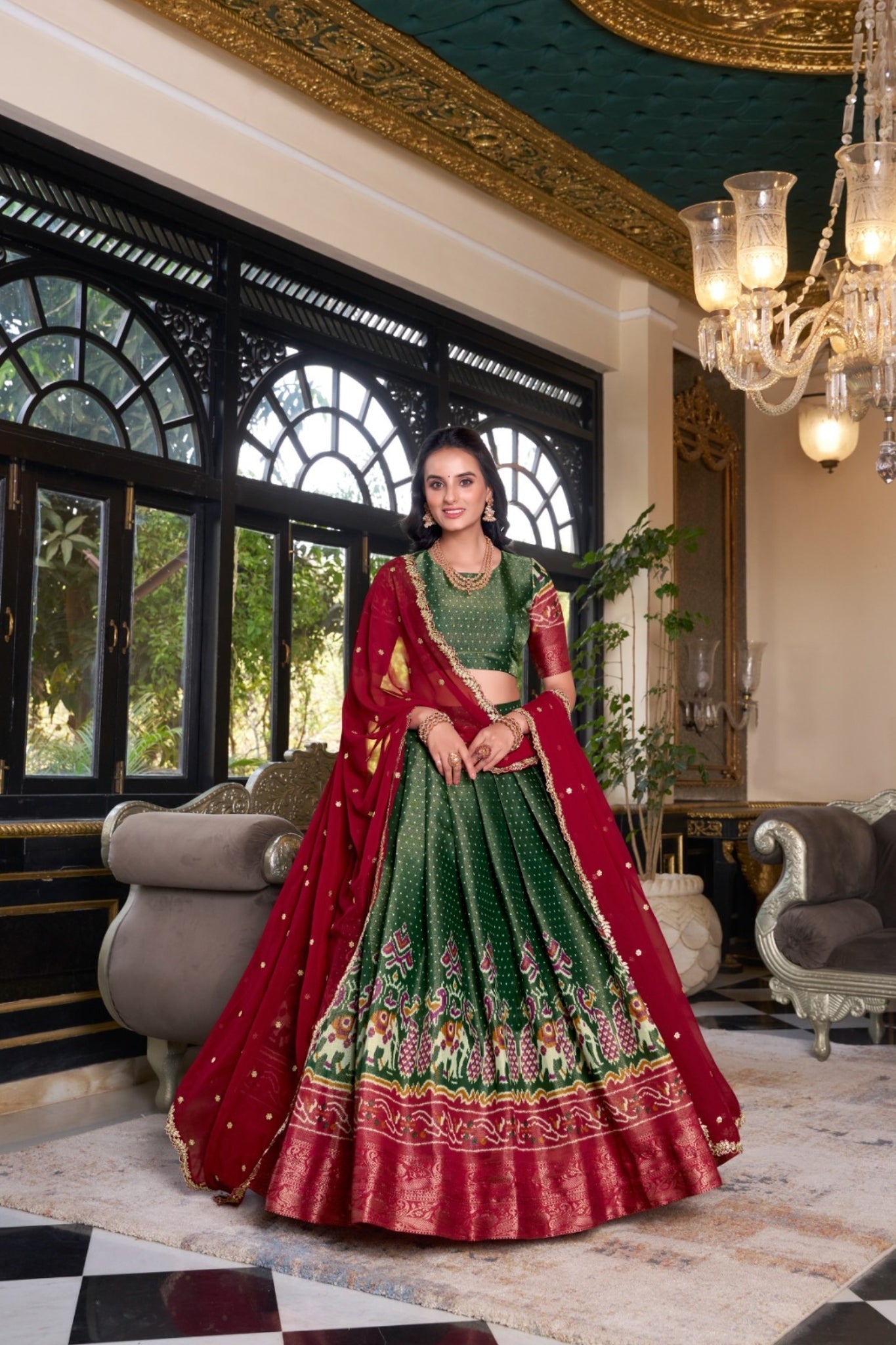 Kanchipuram Silk Lehenga Set With Zari Weaving & Georgette Dupatta