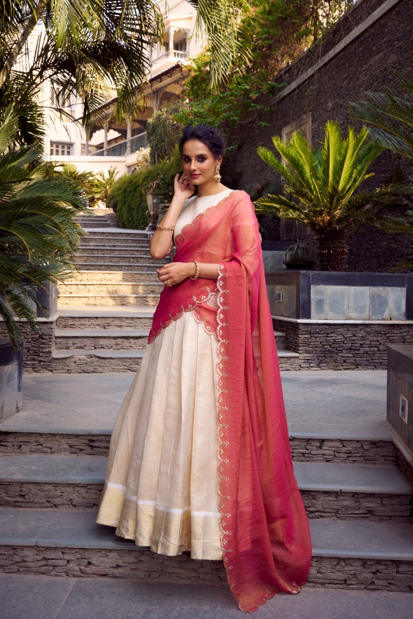 Jacquard Chex Zari Weaving Work Beautiful Lehenga Choli