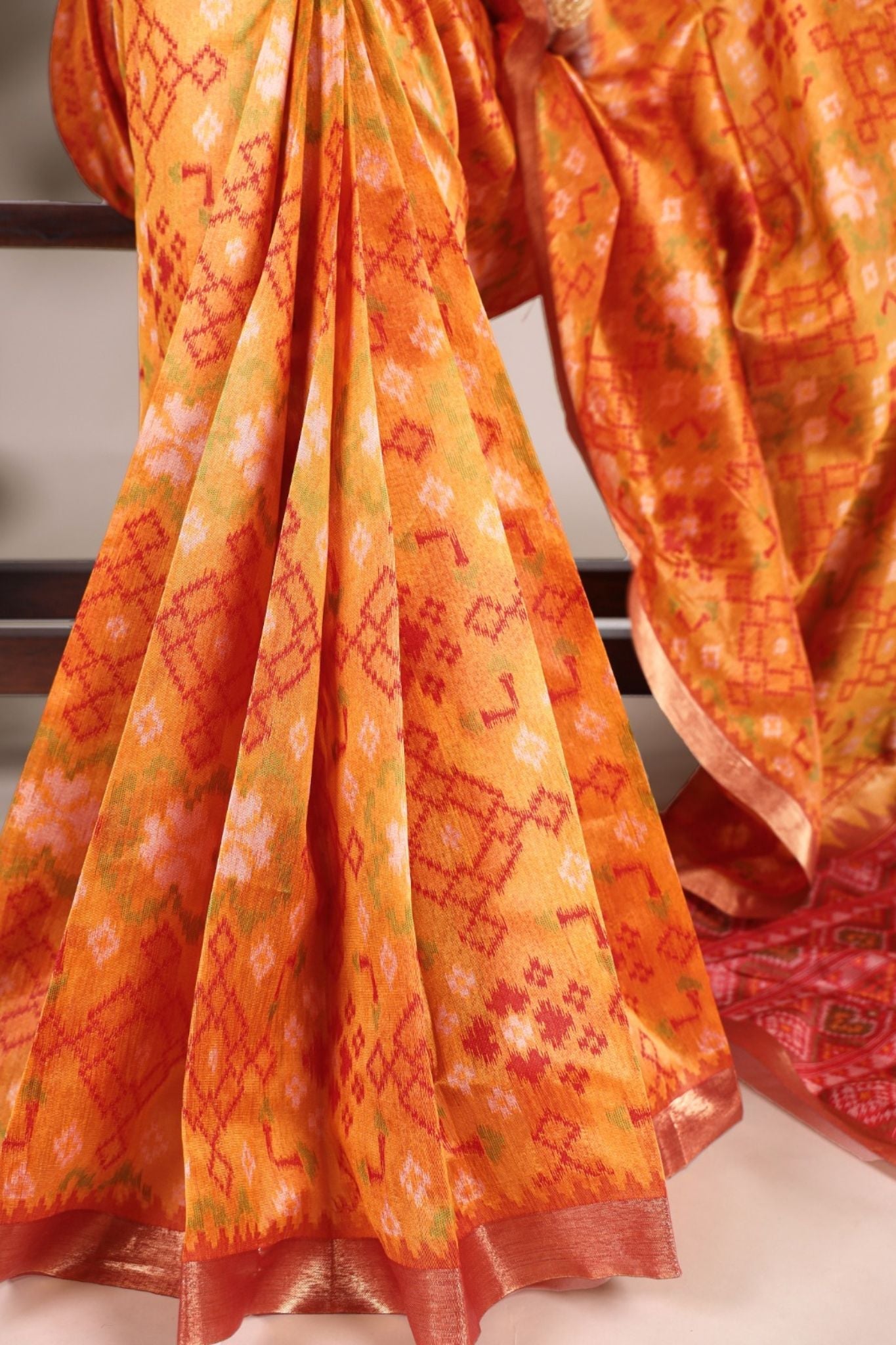 Jacquard Silk Zari Weaving Work With Patola Printed Saree