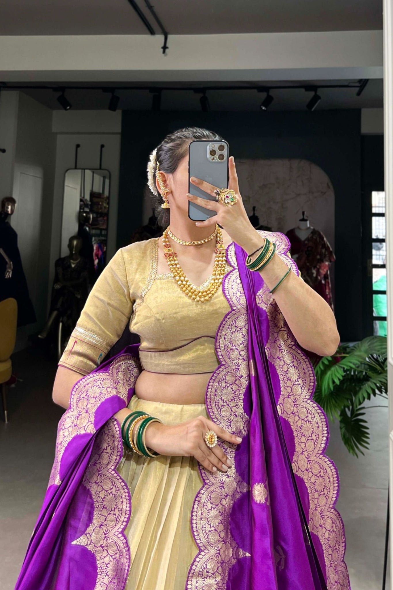 Elegant Erode Lehenga With Paithani Border & Zari Weaving Dupatta