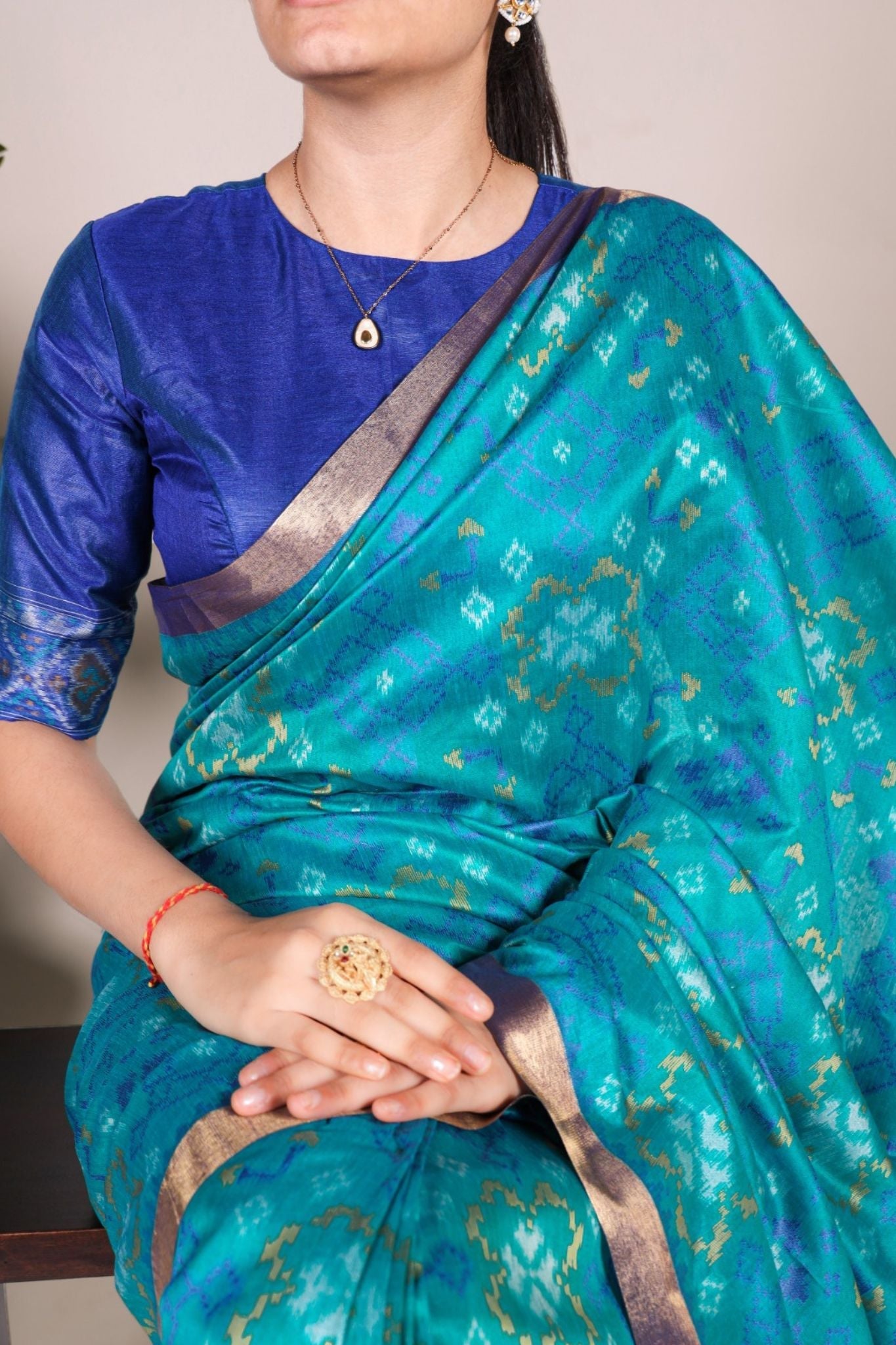 Jacquard Silk Zari Weaving Work With Patola Printed Saree