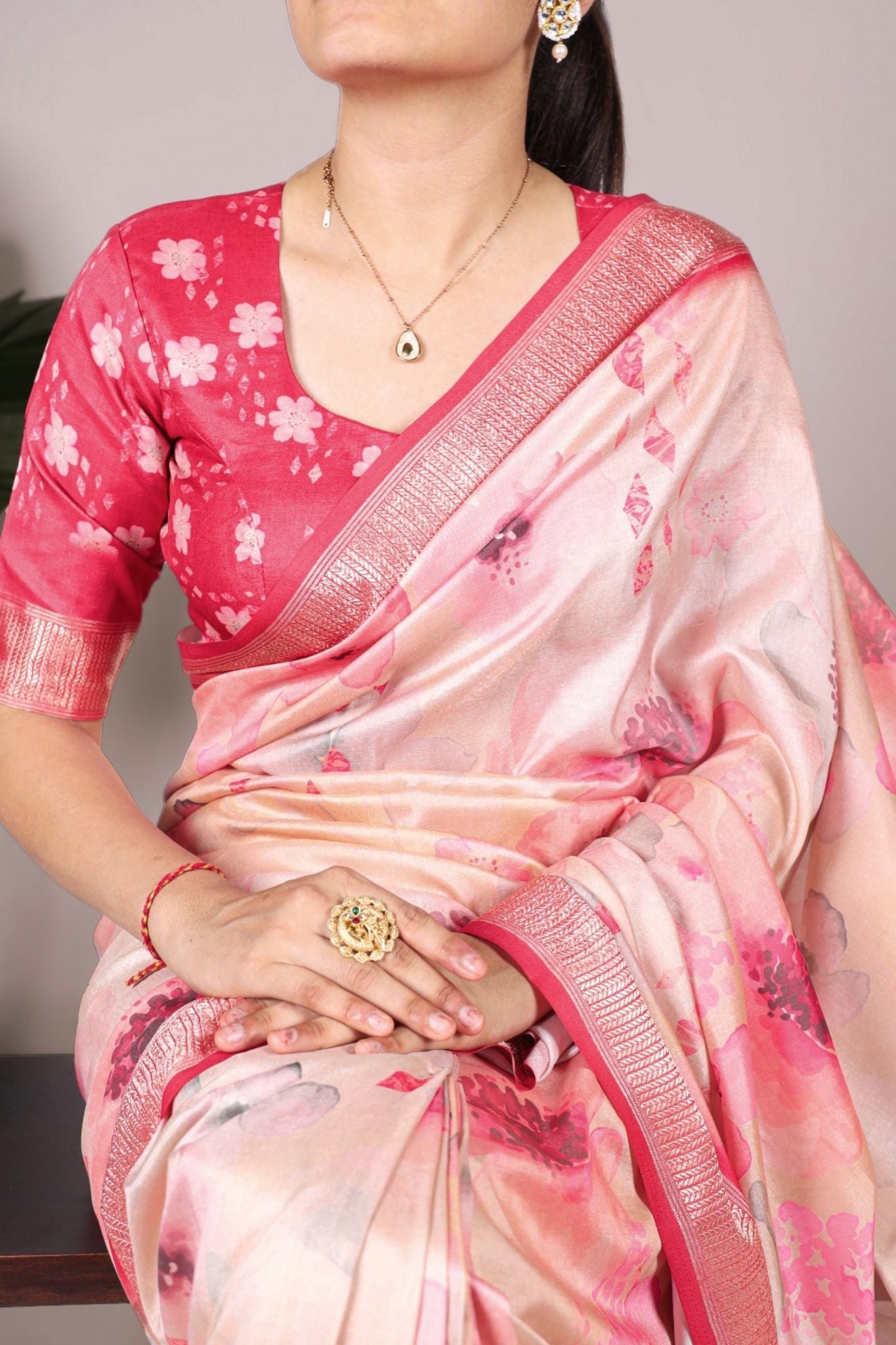 Tussar Silk Floral Printed Saree