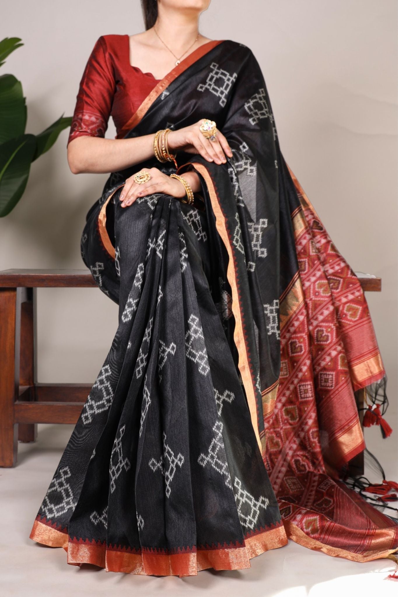 Jacquard Silk Printed With Zari Weaving Work Styled Saree