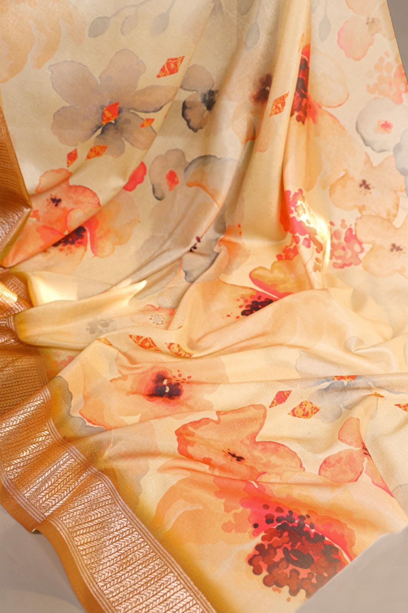Tussar Silk Floral Printed Saree