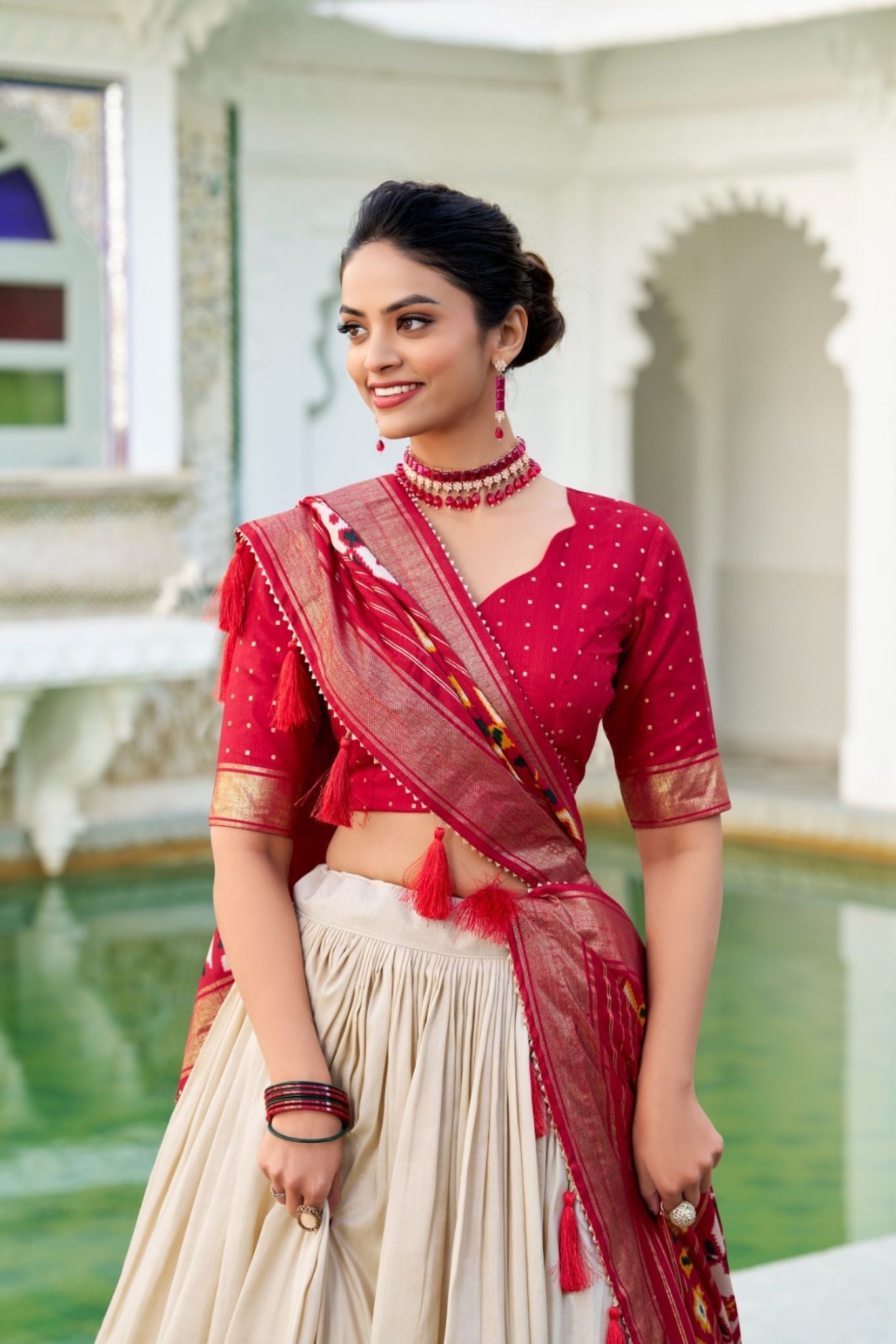 Tussar Silk Patola Printed With Foil Work Lehenga Choli