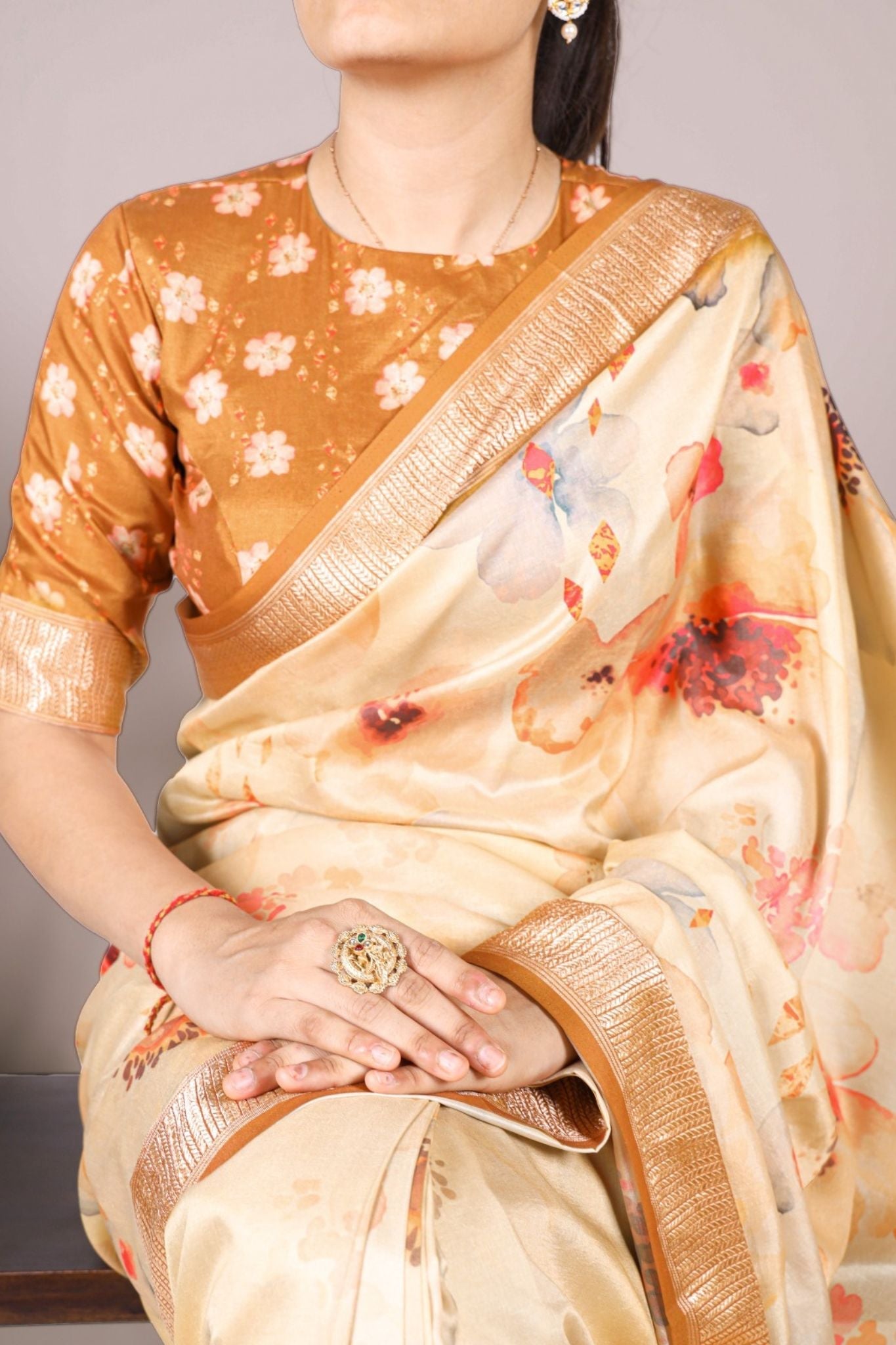 Tussar Silk Floral Printed Saree
