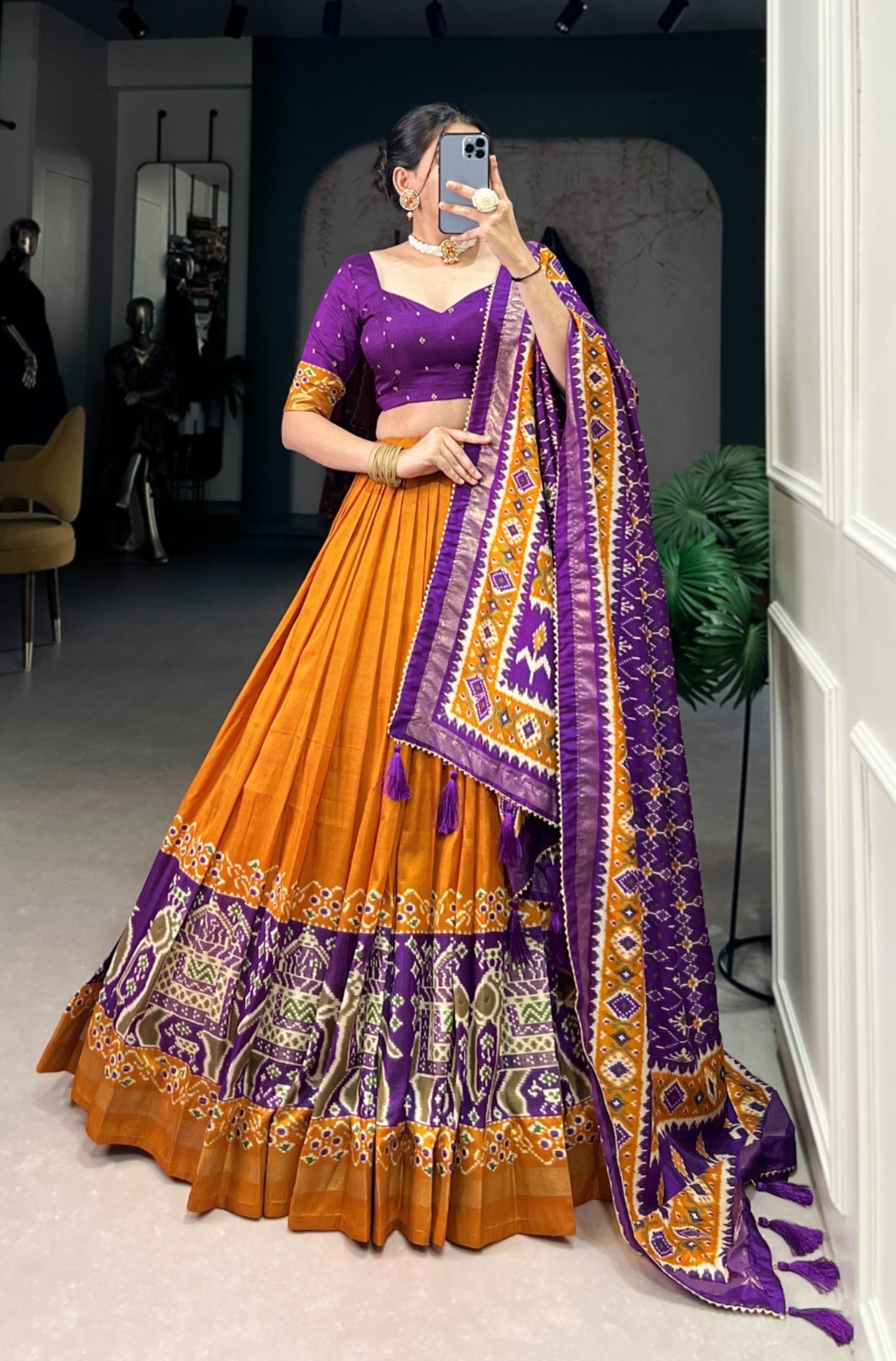 Tradition Tussar Silk Patola Printed Lehenga Choli