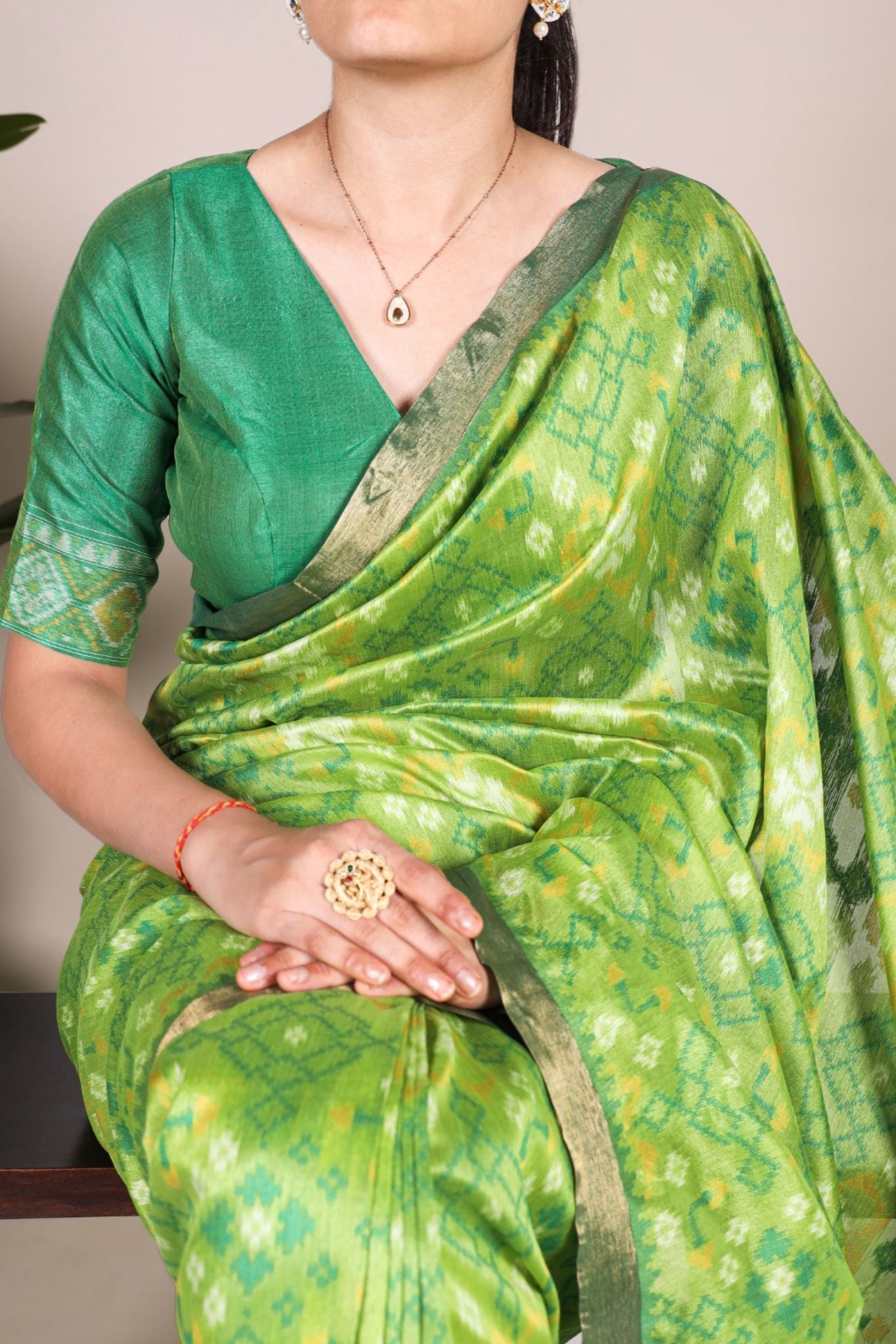 Jacquard Silk Zari Weaving Work With Patola Printed Saree