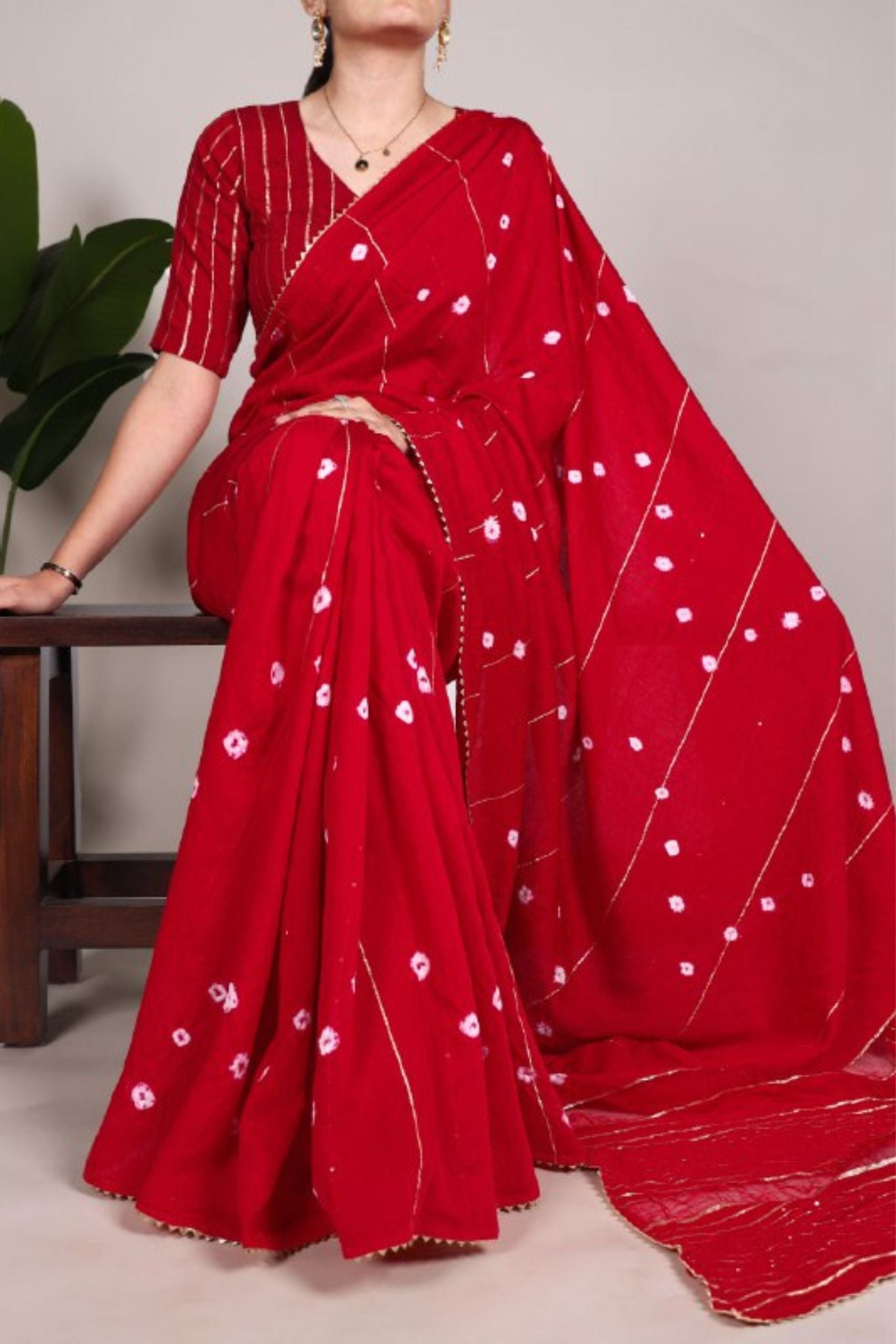 Viscose Chanderi Sequins Zari Line With Gota Patti Work Saree