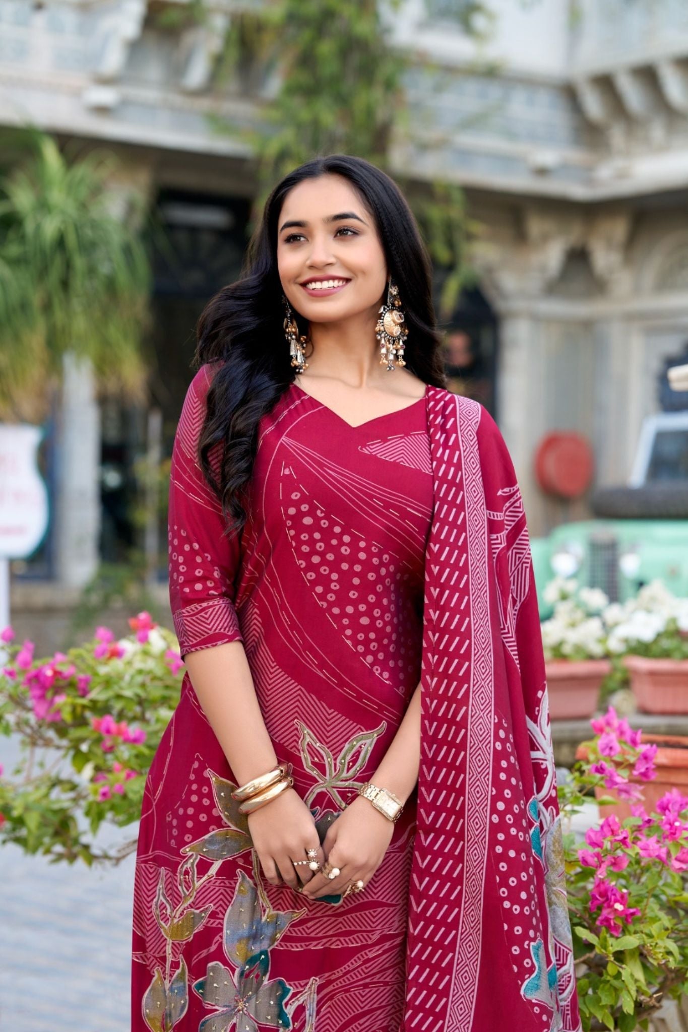 Floral Print Beets Handwork Stunning Salwar Suit