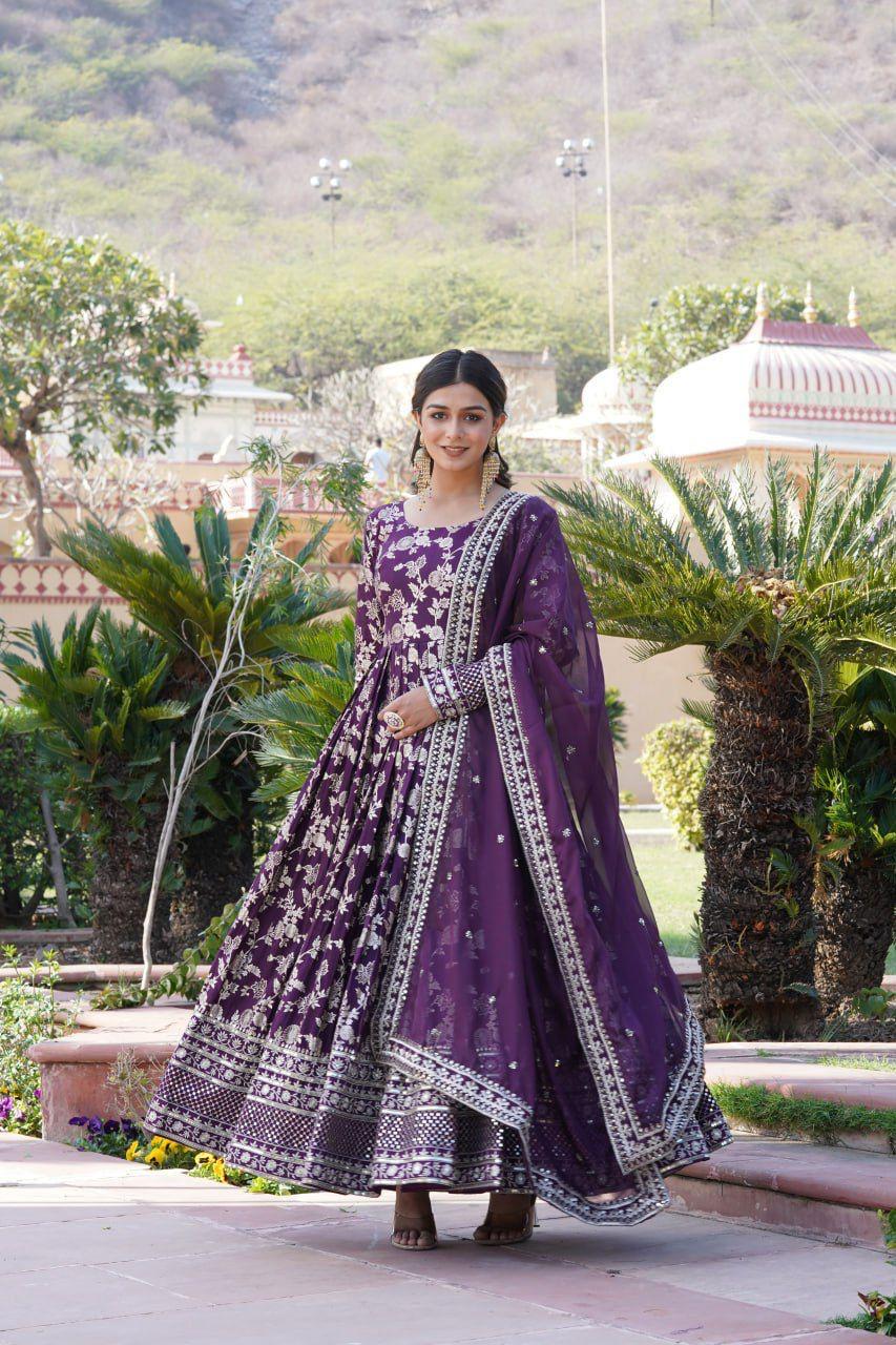 Fantastic Black Traditional Gown With Dupatta