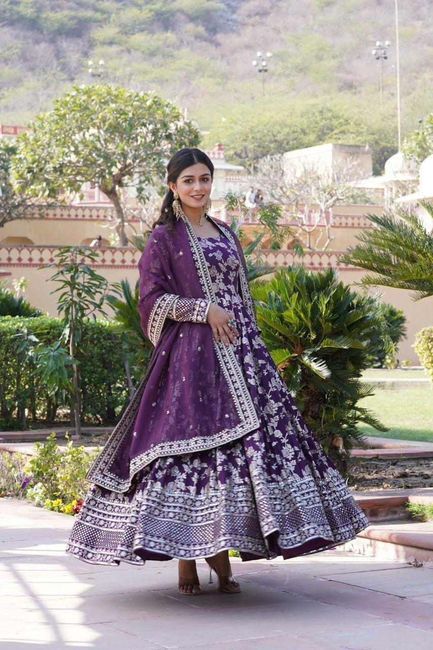 Fantastic Black Traditional Gown With Dupatta