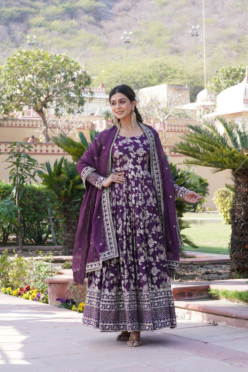 Fantastic Black Traditional Gown With Dupatta