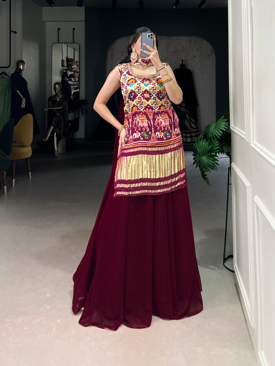 Vibrant Magenta Heavy Sharara Set For Women