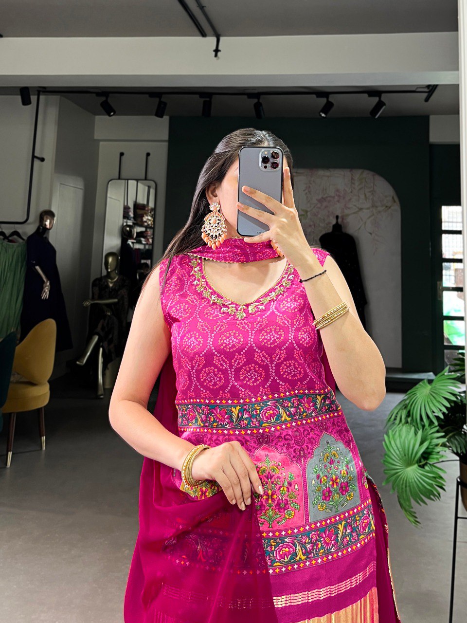 Vibrant Magenta Heavy Sharara Set For Women