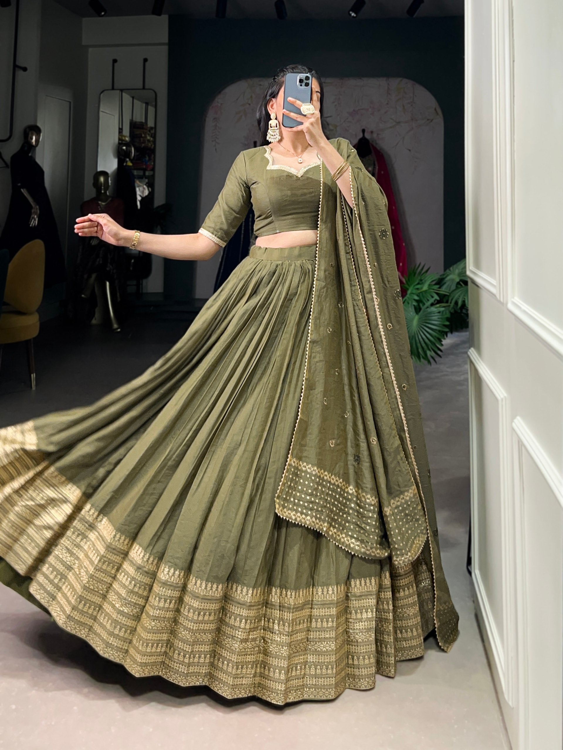 Twirl in Tradition Modern Lavender Lehenga Look with Zari Weaving work