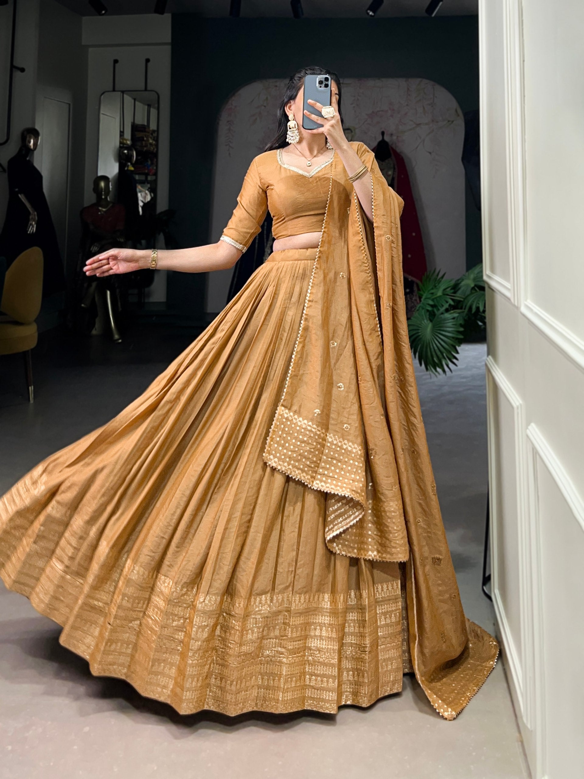 Twirl in Tradition Modern Lavender Lehenga Look with Zari Weaving work