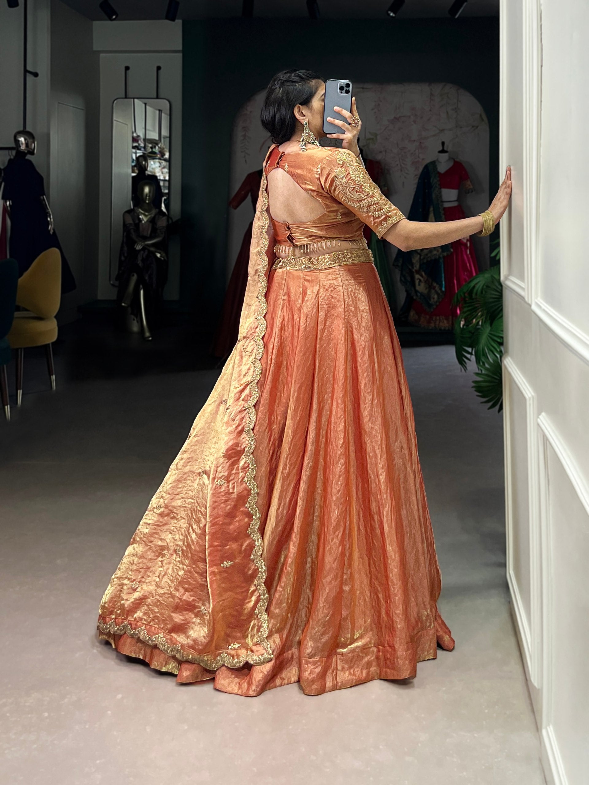 Elegant Mehndi Green Lehenga with Golden Lace Detailing