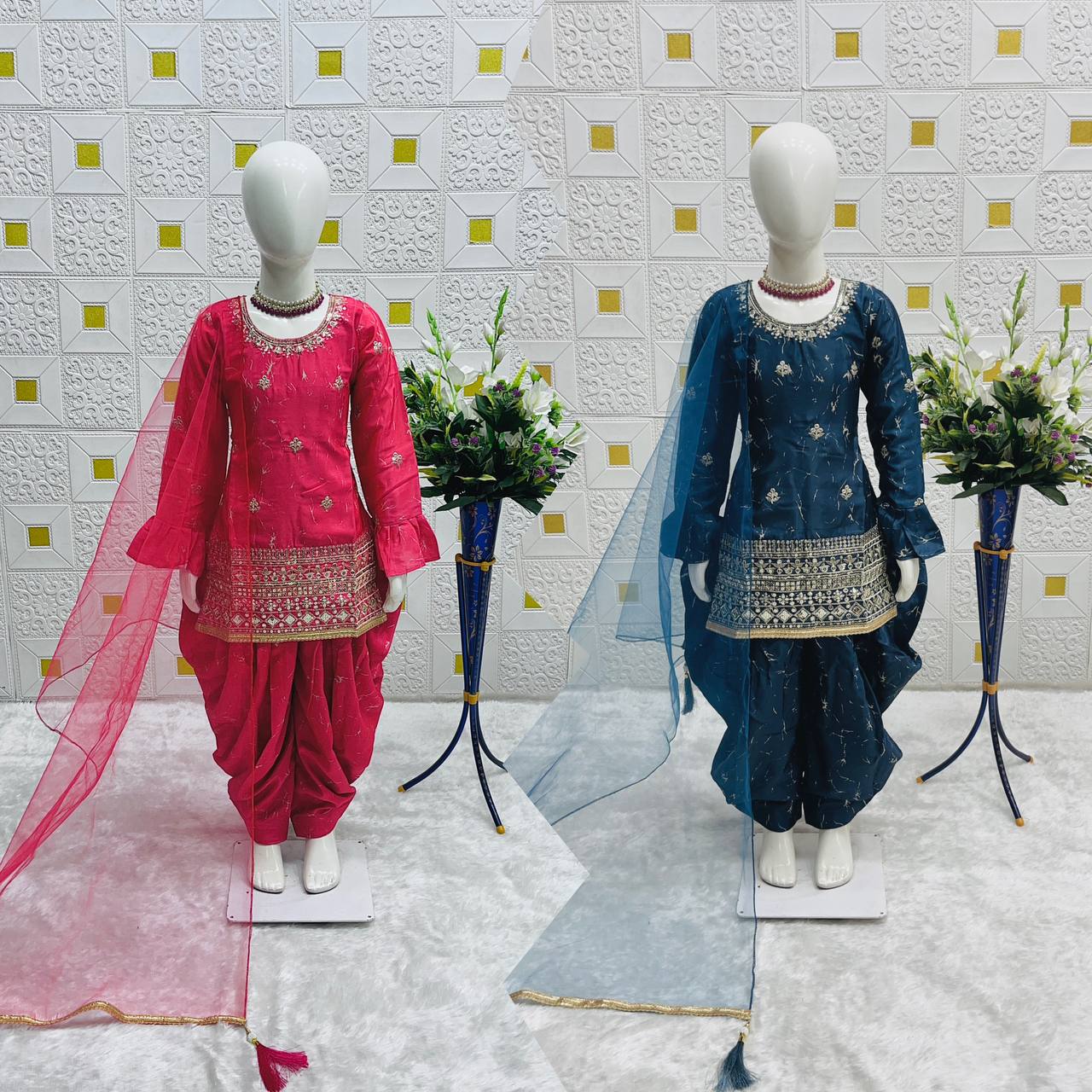 Elegance Blue Digital Print Patiala Suit