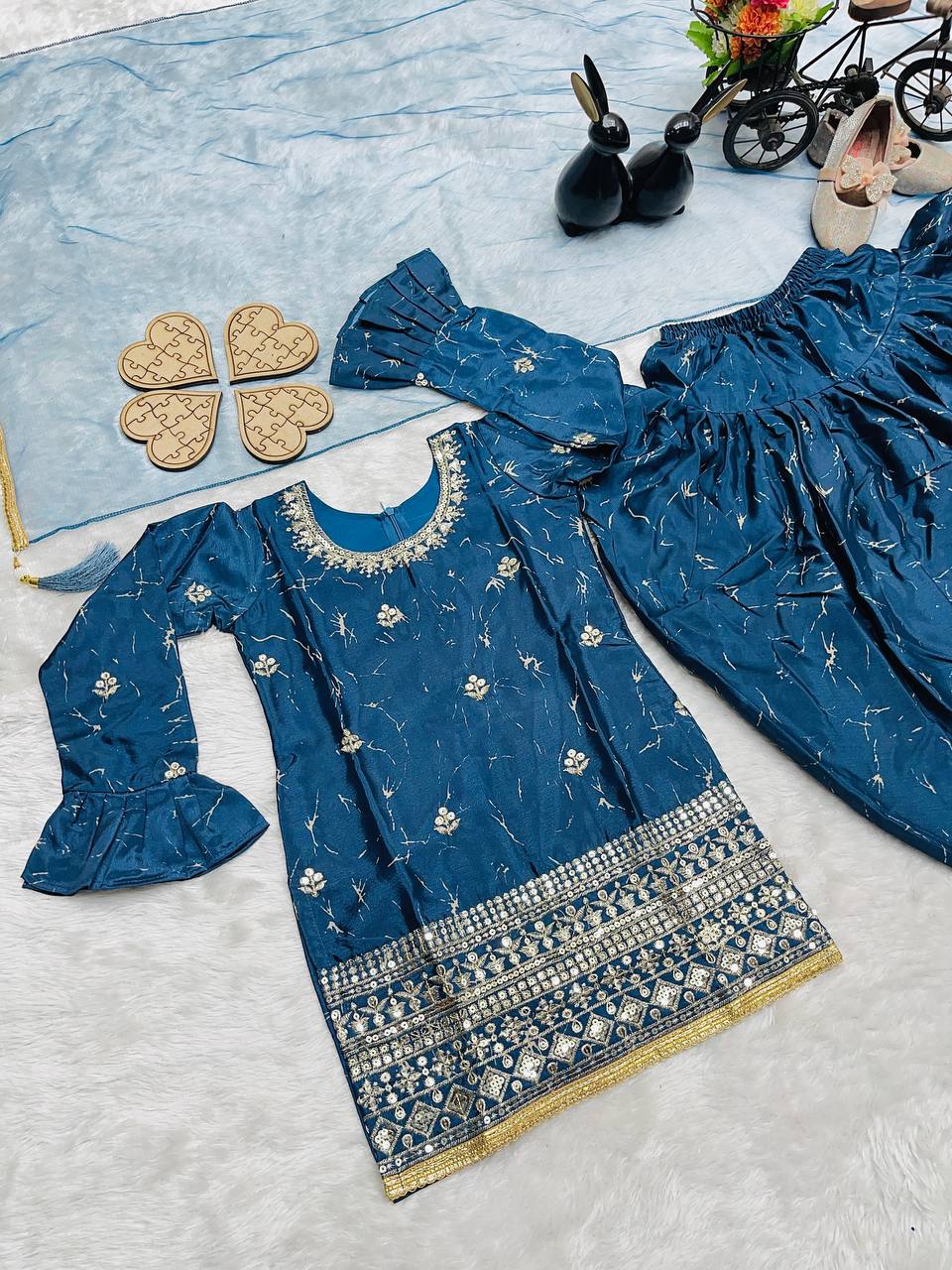 Elegance Blue Digital Print Patiala Suit