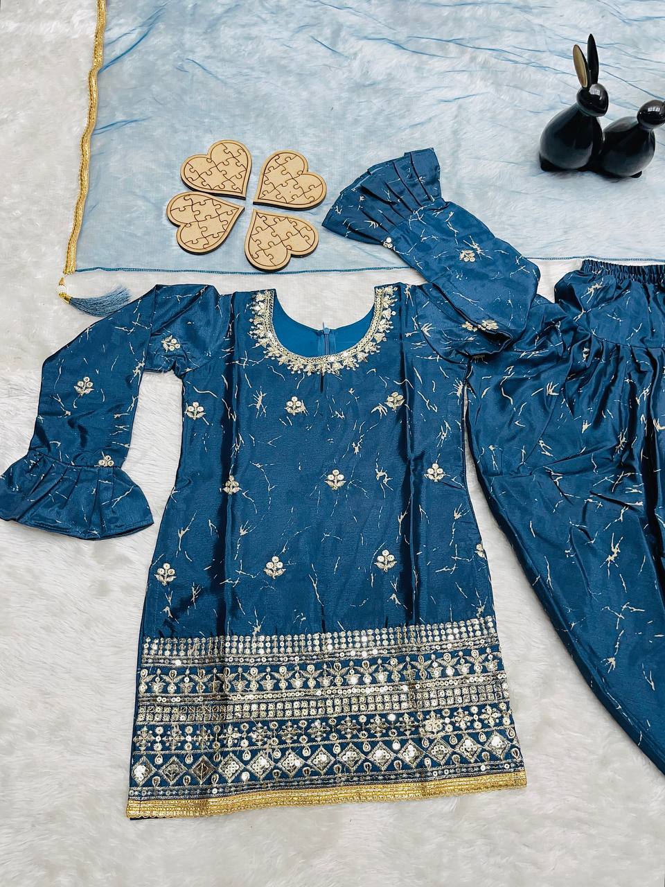 Elegance Blue Digital Print Patiala Suit