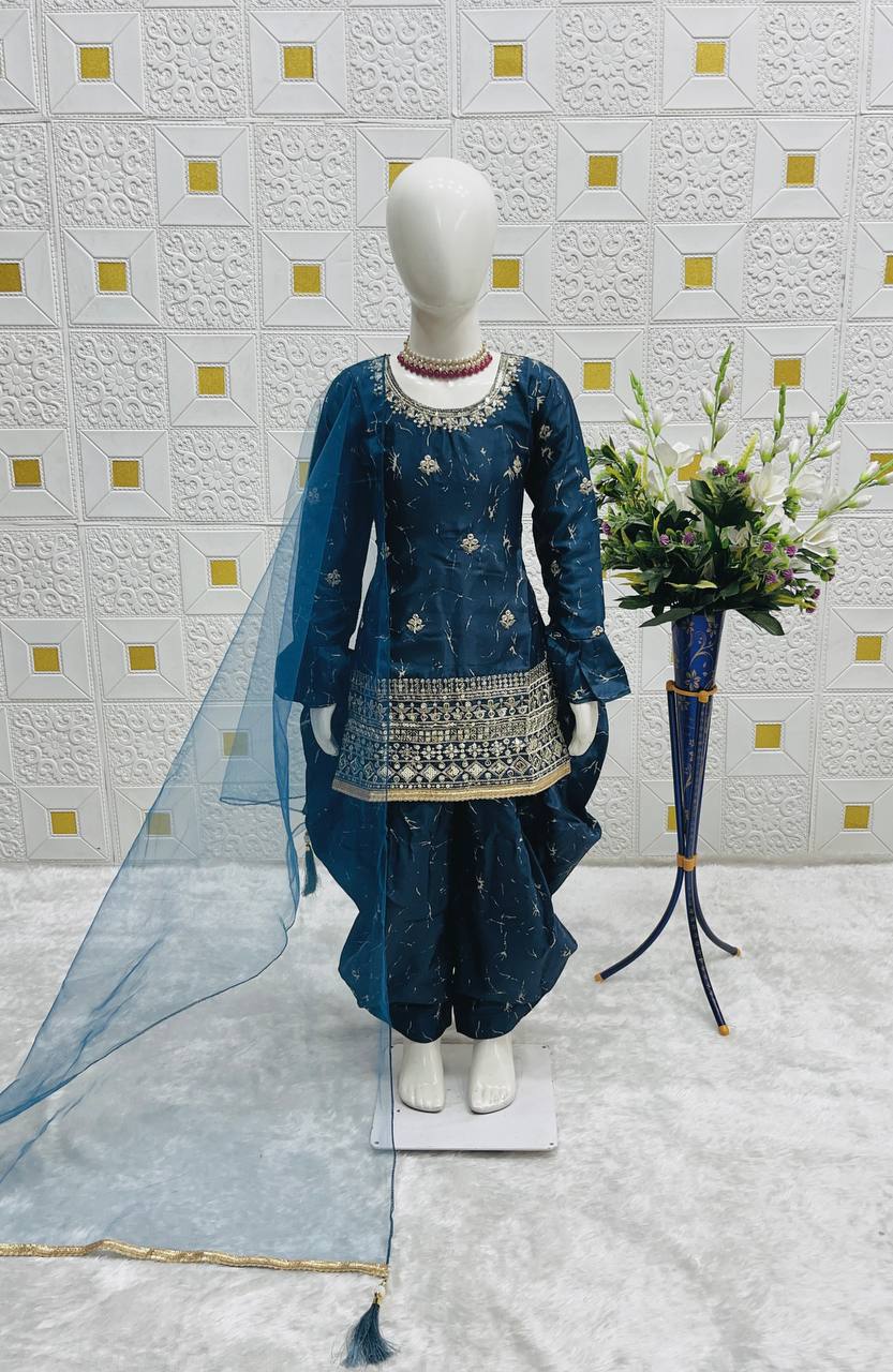 Elegance Blue Digital Print Patiala Suit