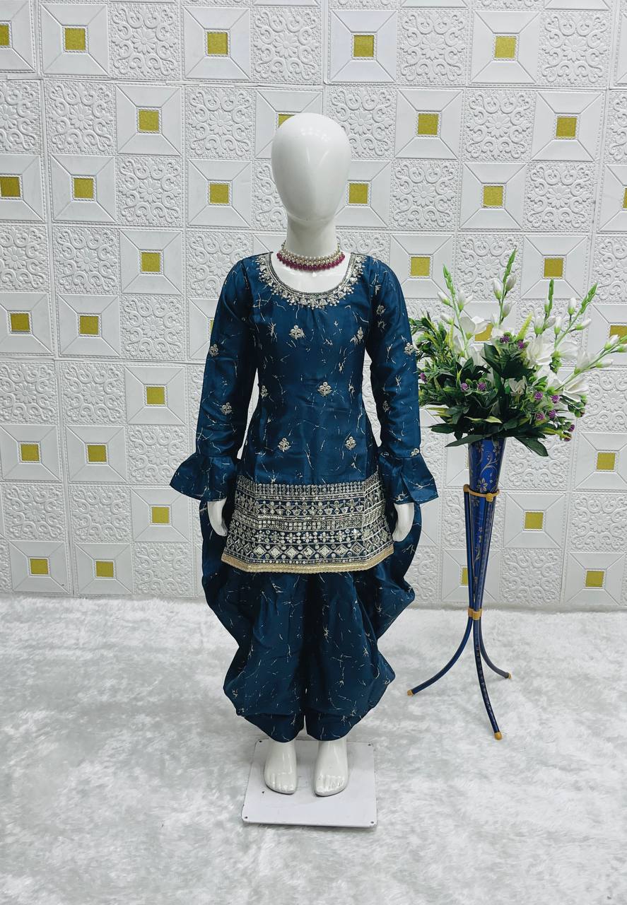 Elegance Blue Digital Print Patiala Suit
