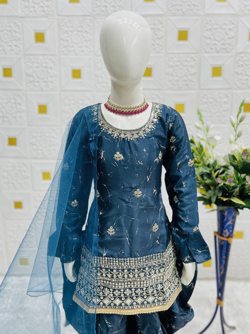 Elegance Blue Digital Print Patiala Suit