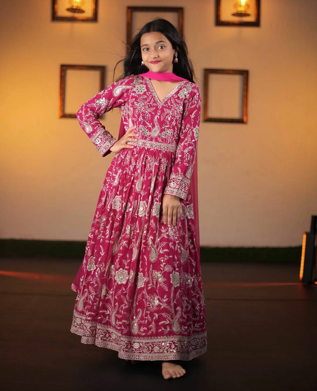 Majestic Heavy Festive Wear Pink Gown
