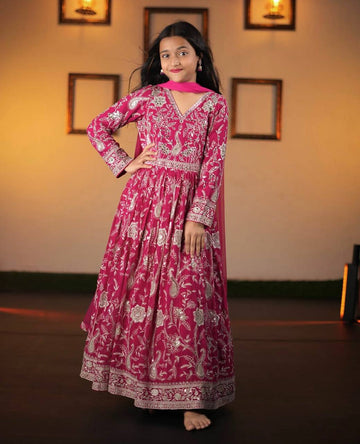 Majestic Heavy Festive Wear Pink Gown